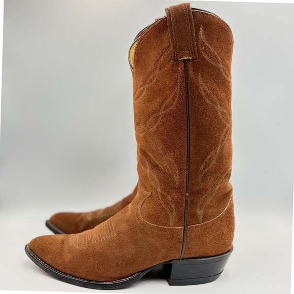 Tony Lama Shoes - VTG Tony Lama 6995 Womens Sz 8D Brown Suede Roughout Western Cowboy Boots USA